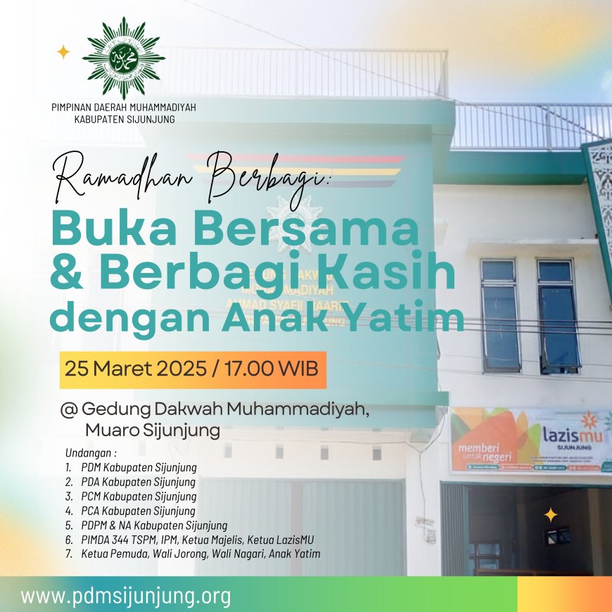Ramadhan Penuh Berkah: PDM Sijunjung Gelar Buka Bersama & Berbagi Kasih dengan Anak Yatim